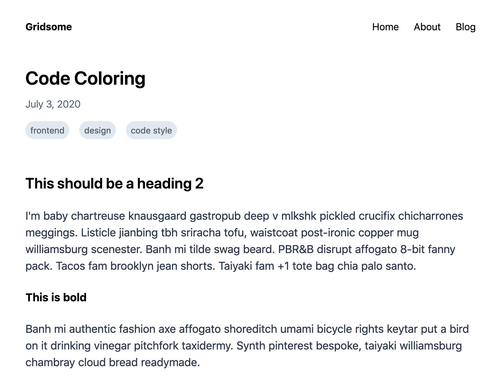 Blog post with tags