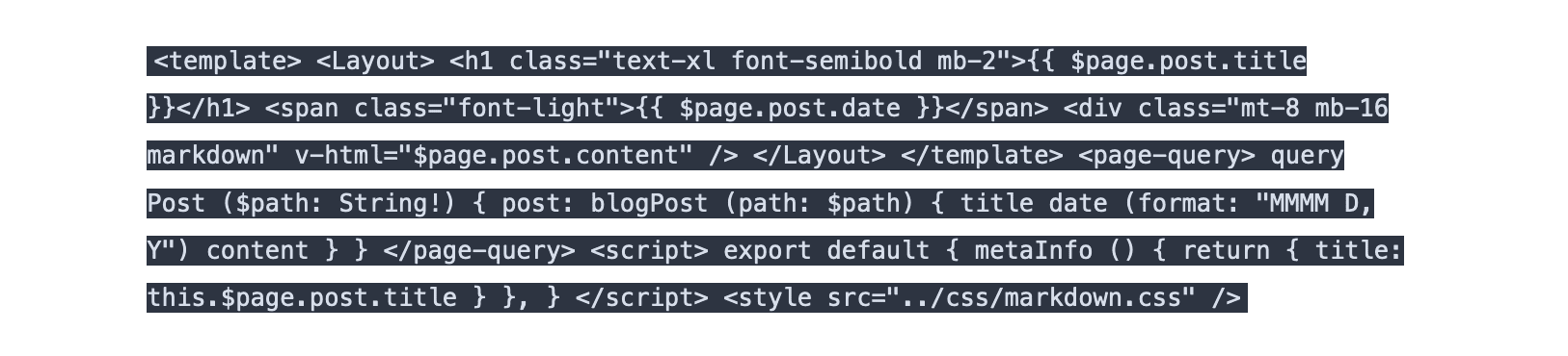Blog post with broken syntax highlighting